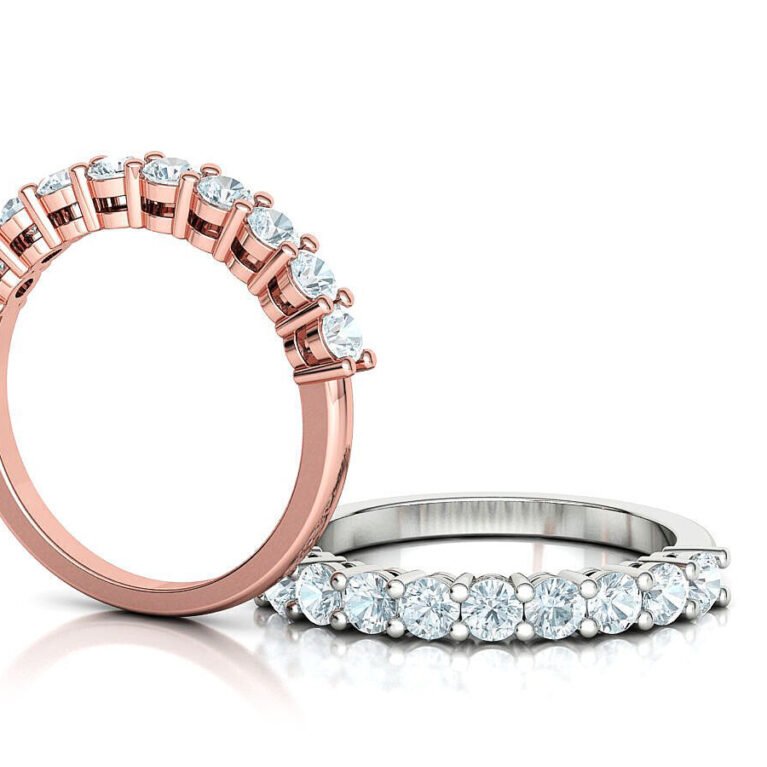 9 Stone 3mm Gems Half Eternity Ring Diamond Band