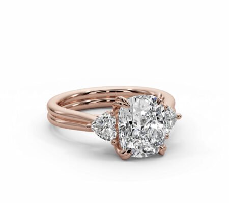 Cushion cut threestone engagement ring