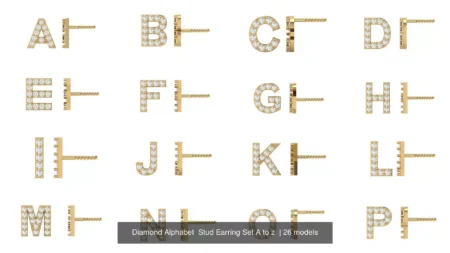 Diamond Alphabet Stud Earrings