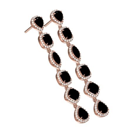 Unique Different Stone Round Diamond Halo Long Earring