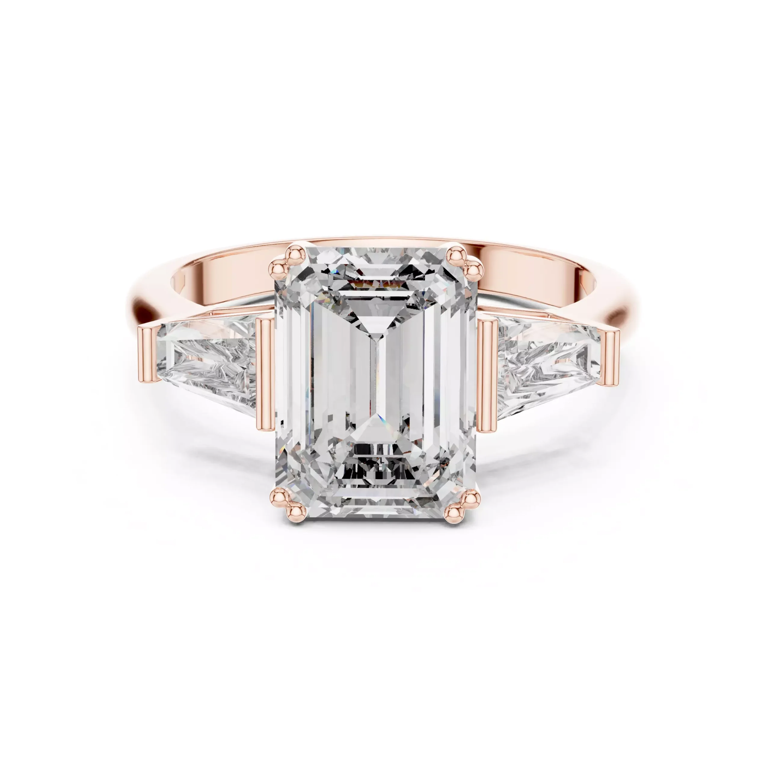 Emerald & Trapeze Diamond Ring